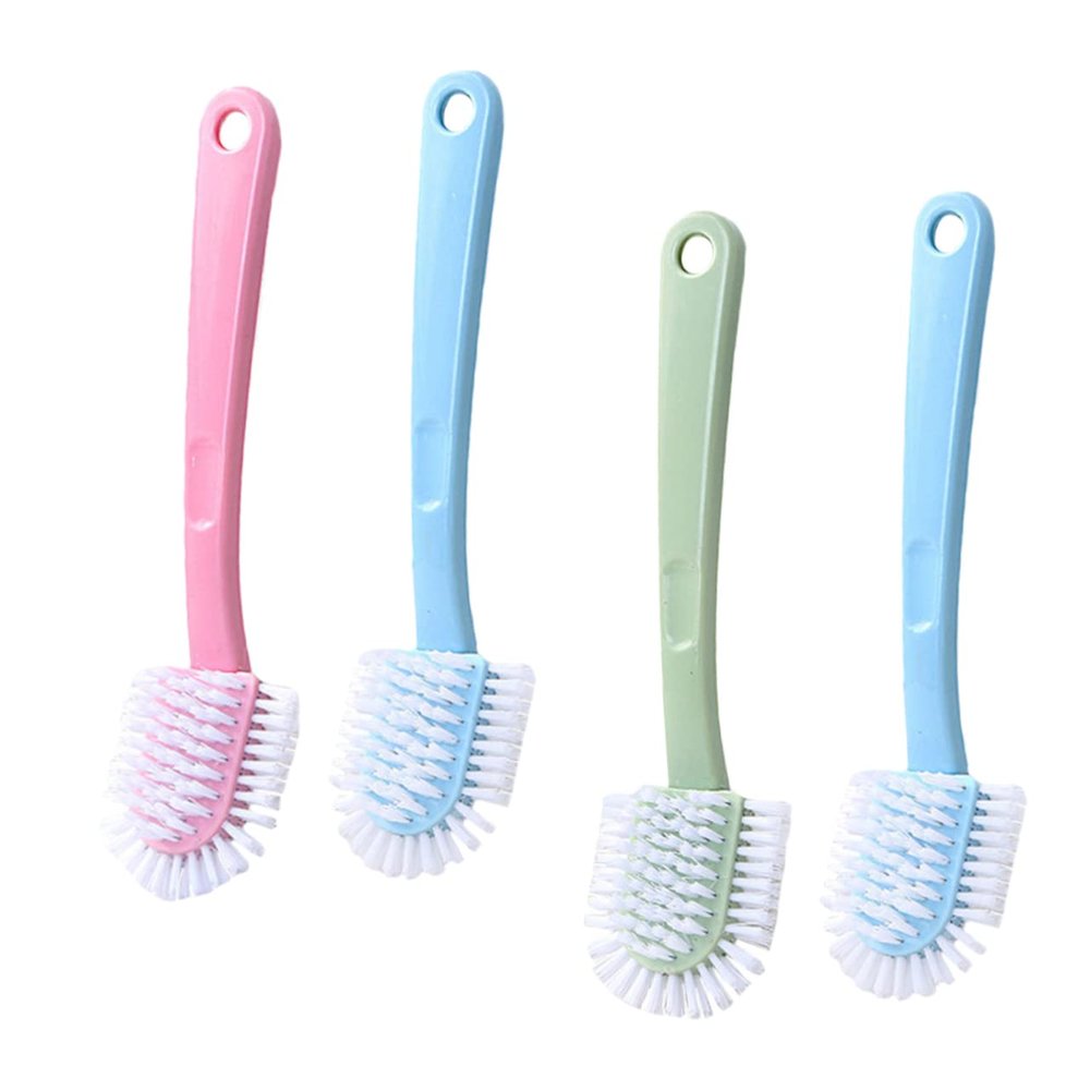 Gatuida 4pcs Long-handled Shoe Cleaning Brushes Plastic Multi-sided Scrubbing Tool for Household Shoe Dirt Removal and Bathroom Cleaning Sturdy and Surfaces Random Color
