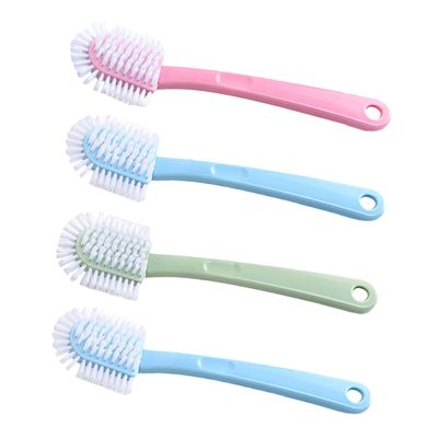 Homoyoyo 4pcs Plastic Shoe Cleaning Brush with Long Handle Strong Cleaning Anti-slip Design Suitable for Bathroom and Office Use Random Color