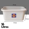 Amee Houseware 16L Square Washing Up Bowl - Compact Sink Basin with Moulded Handles - 4 Assorted Colours - Durable Plastic Bowl - Kitchen, Laundry, Travel Use - 15cm x 31cm x 41cm (White, Pack of 2) view 2
