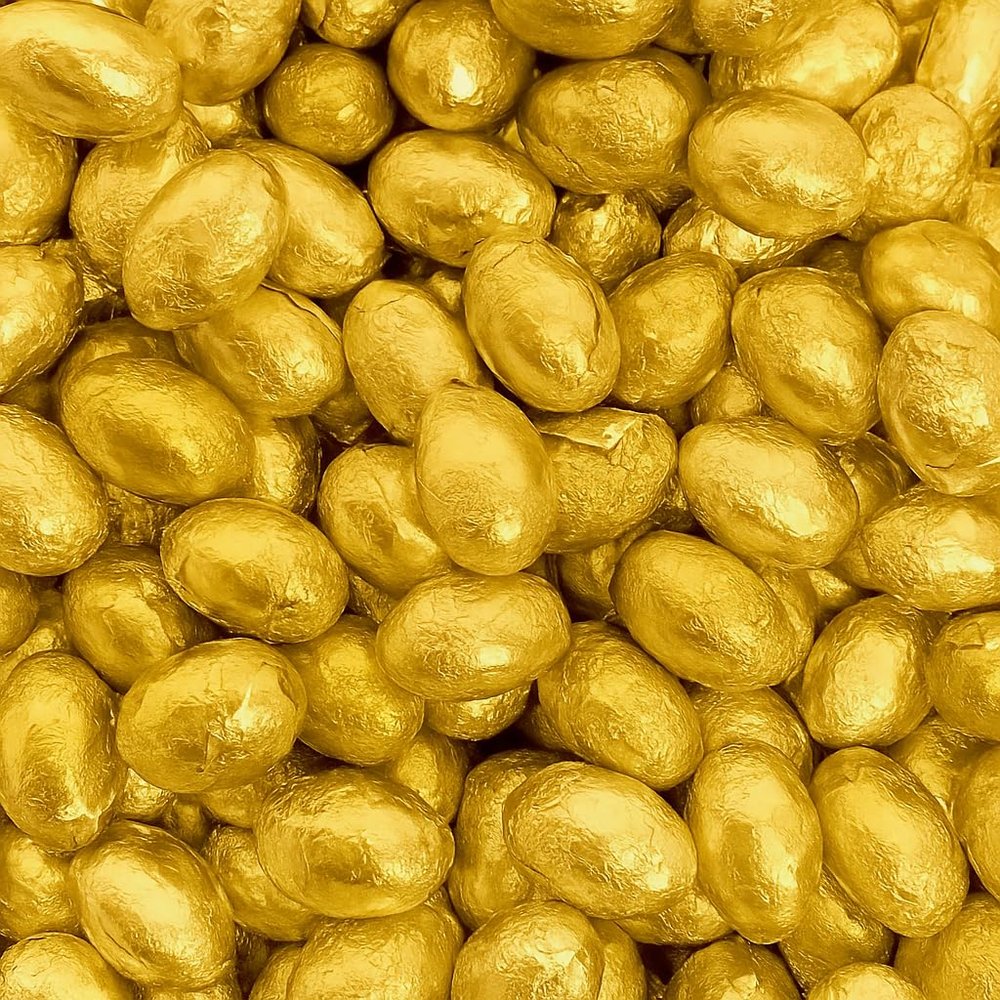Gold Solid Milk Chocolate Foil Easter Eggs x 500g (Approx 100 Eggs) - Easter Egg Hunts & Gifts