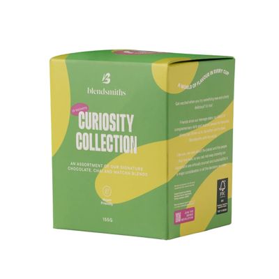 BLENDSMITHS Curiosity Collection Box | Japanese Matcha, Drinking Chocolate, Chai Tea Gift Set | Vegan, Gluten Free, Non GMO Assorted Variety Blends, 10 Servings