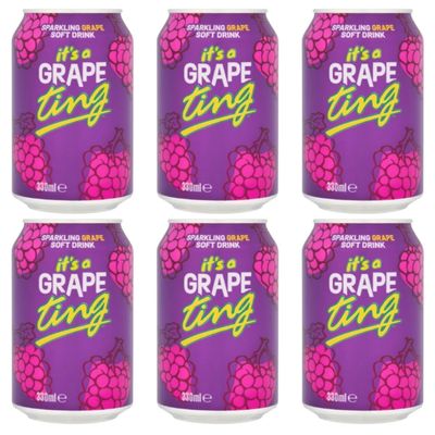 Ting Grape Drink 330ml | PACK OF 6 | Sparkling Soft Drink | Carbonated Grape Juice.