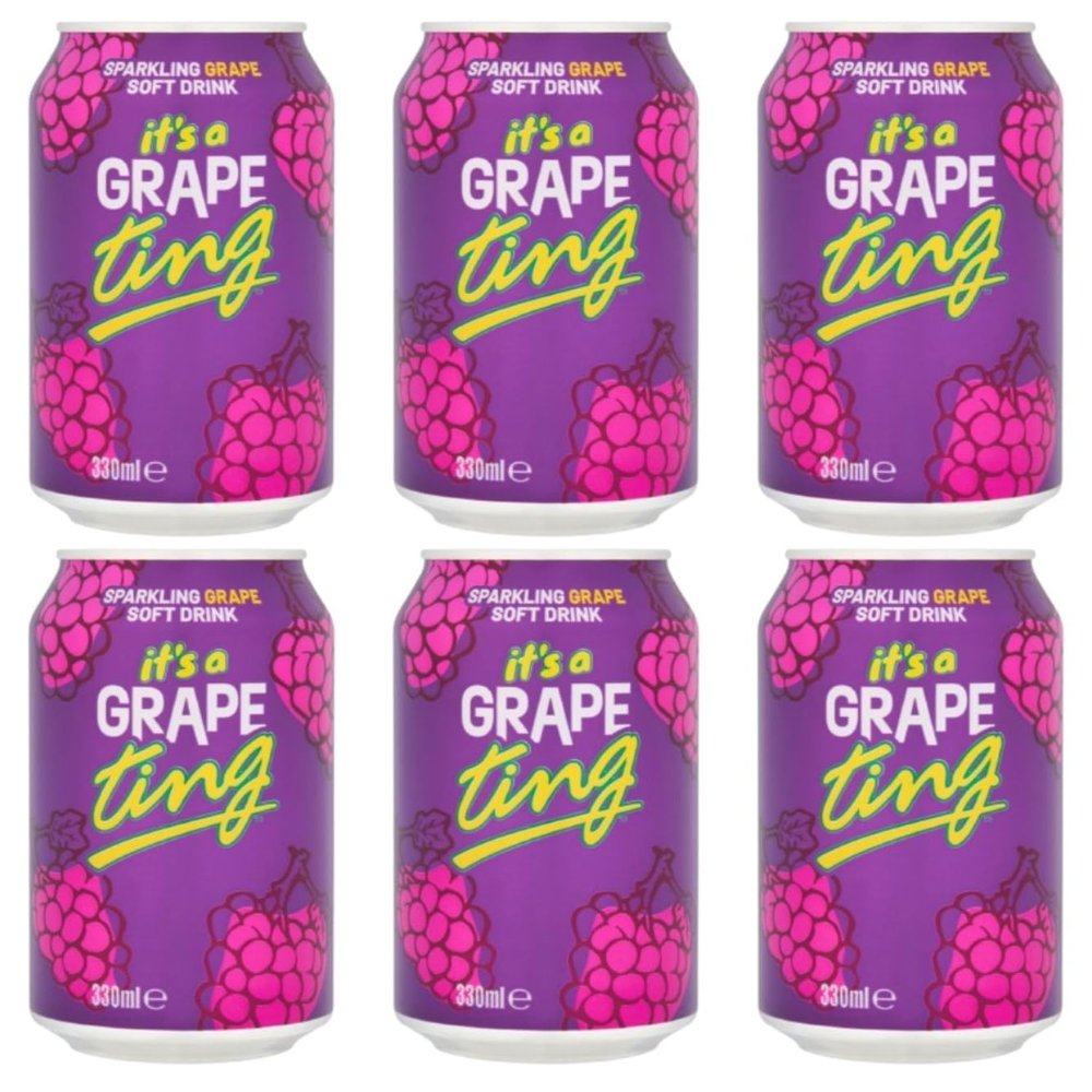 Ting Grape Drink 330ml | PACK OF 6 | Sparkling Soft Drink | Carbonated Grape Juice.