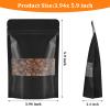 100 Pack Black Kraft Paper Bags with Window, Resealable Stand Up Pouches -3.9x5.9 Inch Smell Proof Food Packaging Bags for Beef Jerky, Coffee, Chips & Small Business view 2