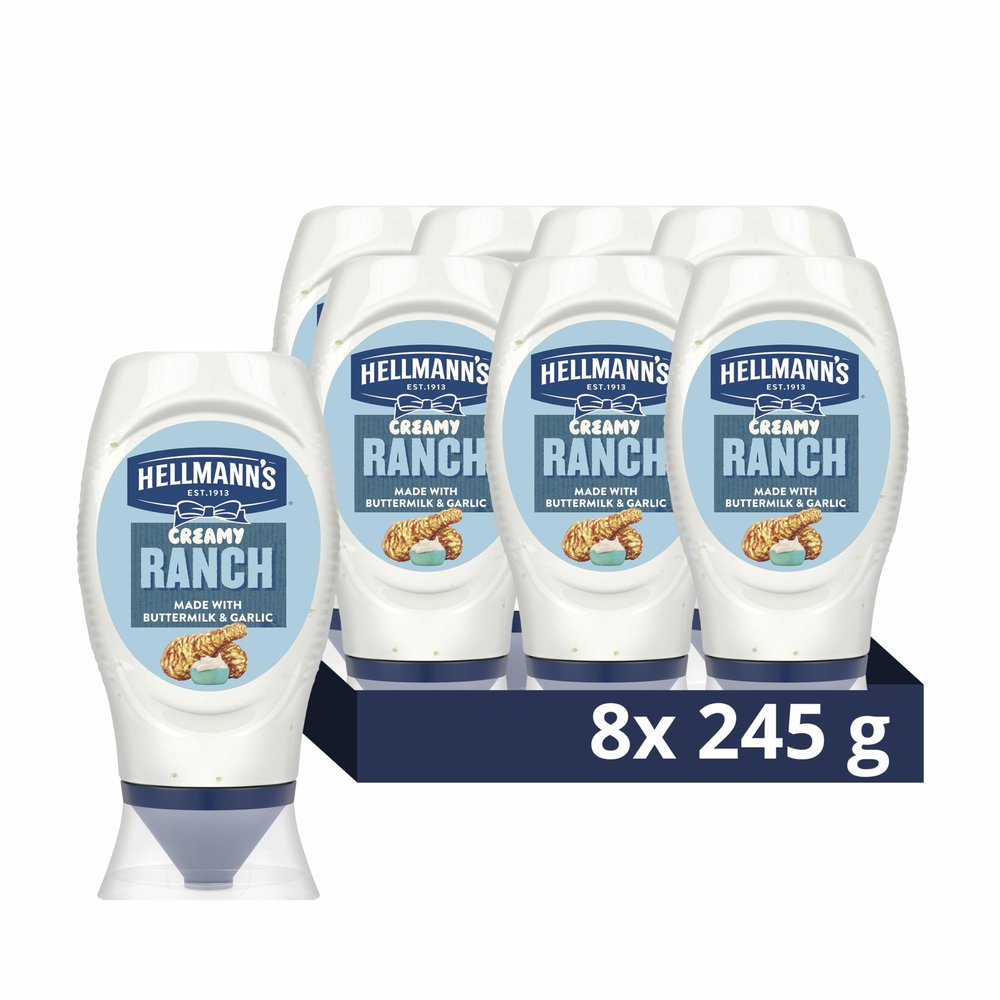 Hellmann's Creamy Ranch Sauce Made with Buttermilk & Garlic Cool & Tangy Flavour 8X 245 g
