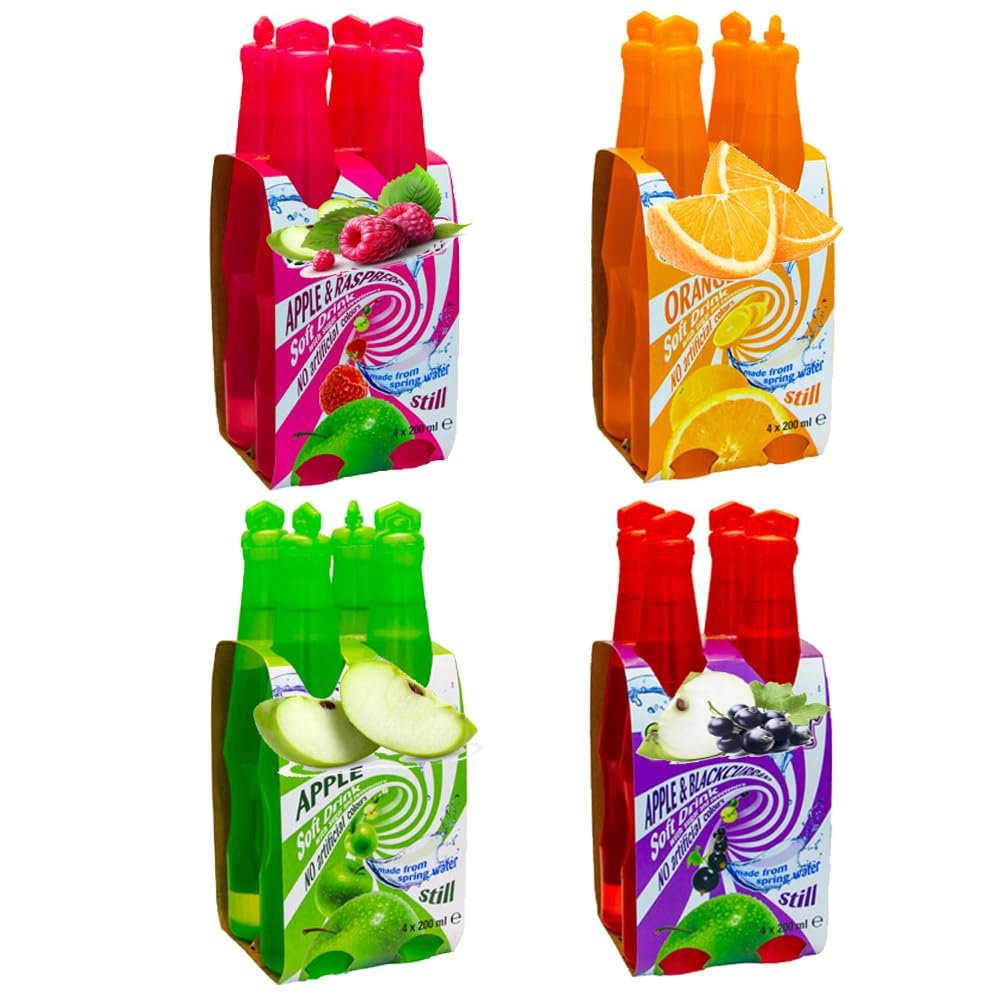 Random Mixed Still Juice Drink 4 x 200ml Multipack Apple & Blackcurrant, Orange Apple & Raspberry Flavours St (Pack of 4, Random Mixed)