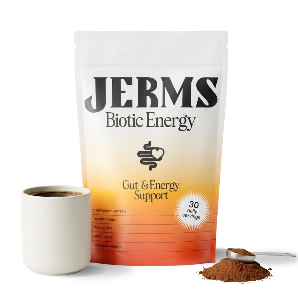 JERMS Biotic Energy Probiotic Drink Powder - Lion's Mane, Magnesium & D3