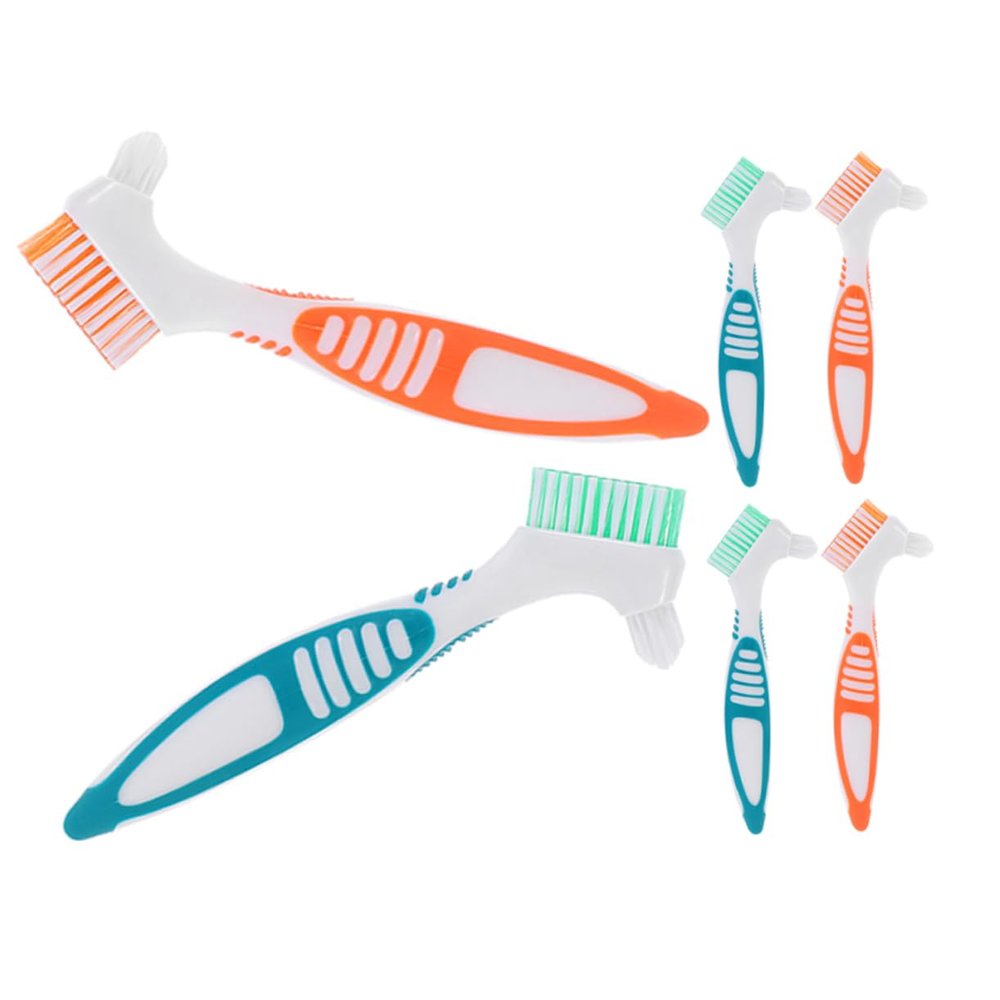 Beaupretty 6pcs Denture Cleaning Brush Travel Toothbrushes for False Teeth Care Gum Denture Brush Oral Cleaning