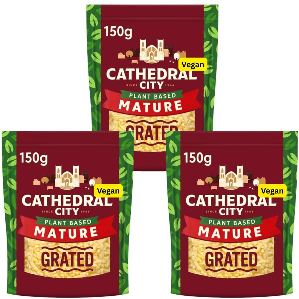 3x150g Plant Based Mature Cathedrals Cheddar Grated Cheese Dairy Free (3x150g)