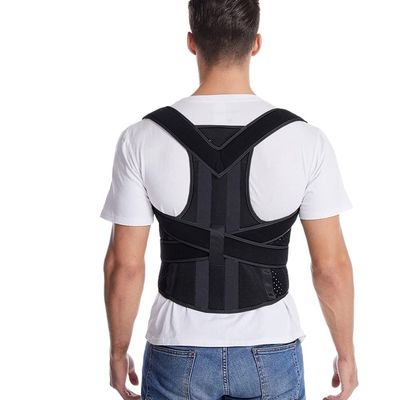 1Pcs Adjustable Back Body Sculpting Posture Correction Belt Unisex Double Keel Support Hunchback Correcti (Black-M)