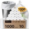1000 Count Small Bin Bags, 10L Pedal Bin Liners Bulk Pack, Clear Garbage Bags, White Wastebasket Liners, Plastic Trash Bags for Bathroom, Office - Unscented view 1