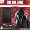 TB1 70L Heavy-Duty Bin Bags Pack of 15 (300 Bags) Black Refuse Sacks with Leakproof Base 20 Bags per Roll Tough Liners for Commercial, Outdoor & Home Waste Eco & Space-Saving view 3