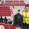 TB1 70L Heavy-Duty Bin Bags Pack of 15 (300 Bags) Black Refuse Sacks with Leakproof Base 20 Bags per Roll Tough Liners for Commercial, Outdoor & Home Waste Eco & Space-Saving view 4