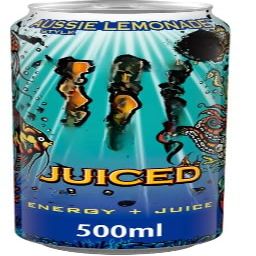 Aussie Lemonade Style Juiced Energy Drink 500ML (Pack of 6) Charge Your Life, One Sip at a Time For All Occasions
