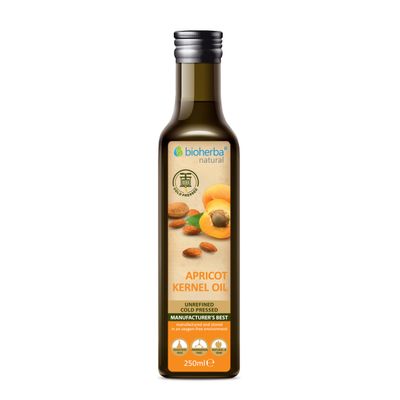 Apricot Kernel Oil 250 ml Cold-Pressed & Natural | Rich in Vitamins A, E & B | Light Texture & Delicate Aroma | For Cooking, Skin & Hair | By BIOHERBA