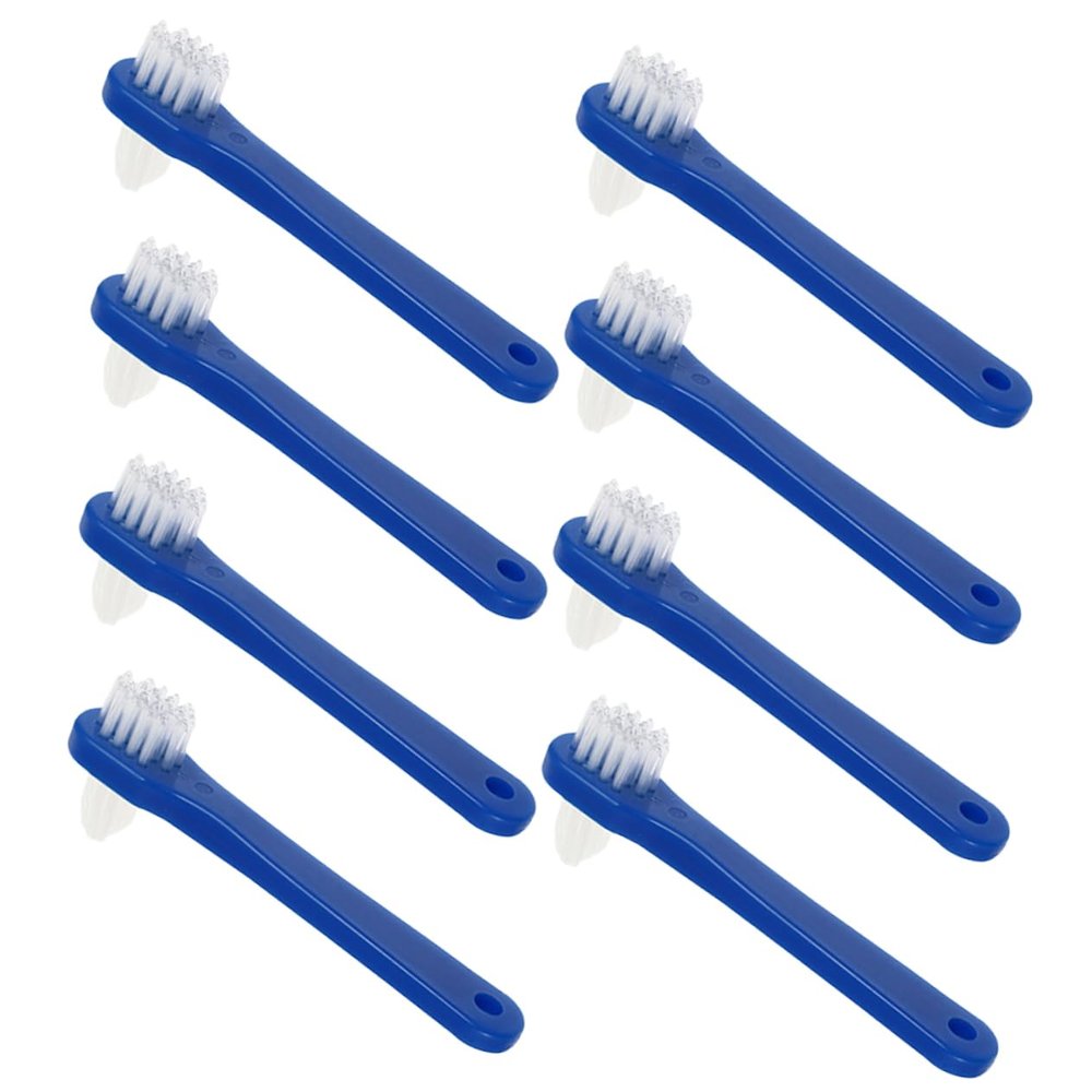 ERINGOGO Denture Toothbrush 8pcs Small Dual-Head Braces Brush Portable Mini Oral Care Cleaning Tool for Adults Household Use Blue