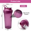 2PCS Protein Shaker Bottle 600ML with Mixing Ball Pink Green Shaker for Protein Powder Smoothie Milkshake Supplement, Leakproof Flip On Lid, Shake Cup for Men Women Water Bottle for Gym Sports Fitness view 2