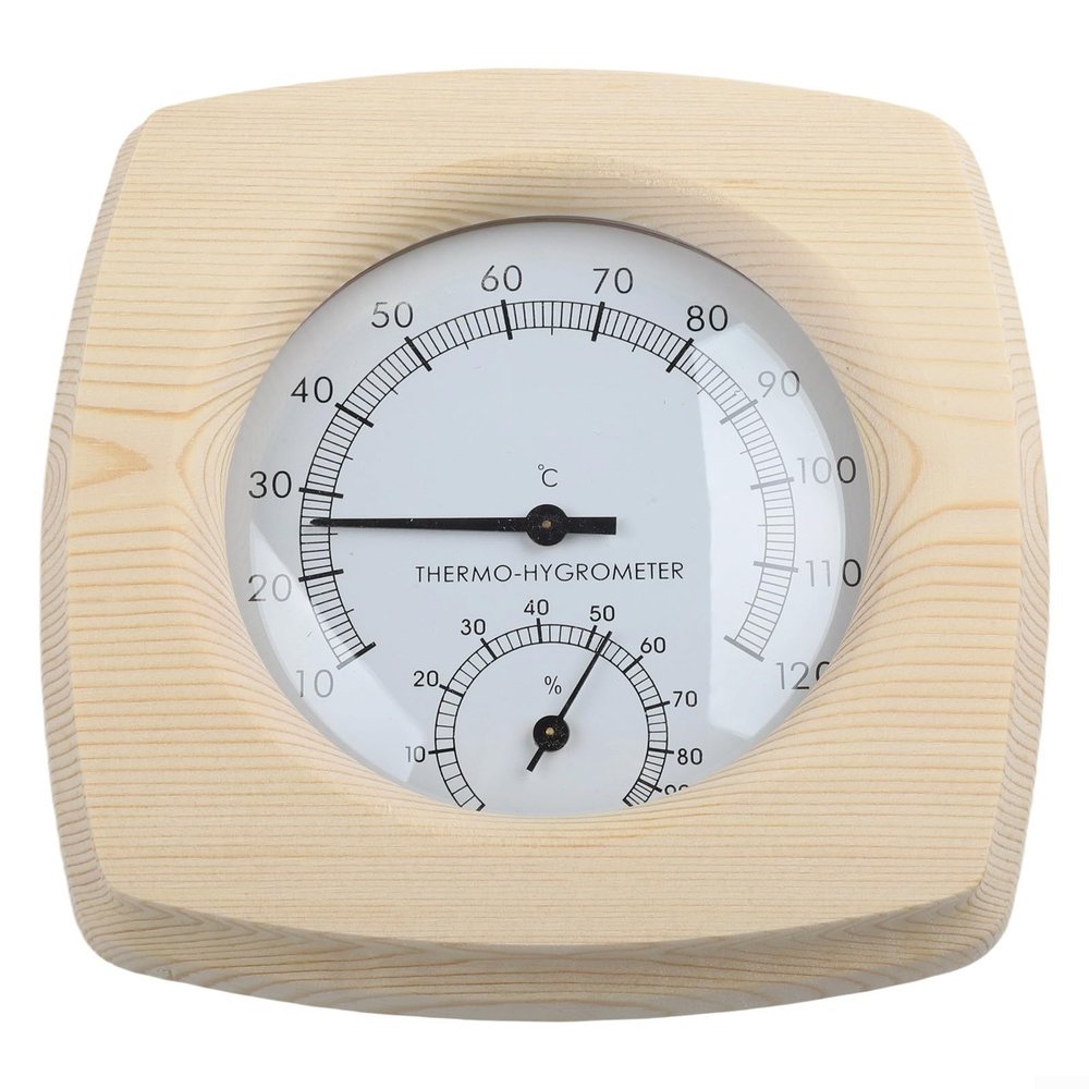 BlissfulAbode Wooden Sauna Thermometer Hygrometer Temperature Humidity Meter For Steam Room Bathroom Heat Resistant Environmental Monitoring Indoor Climate Control Measuring Tool
