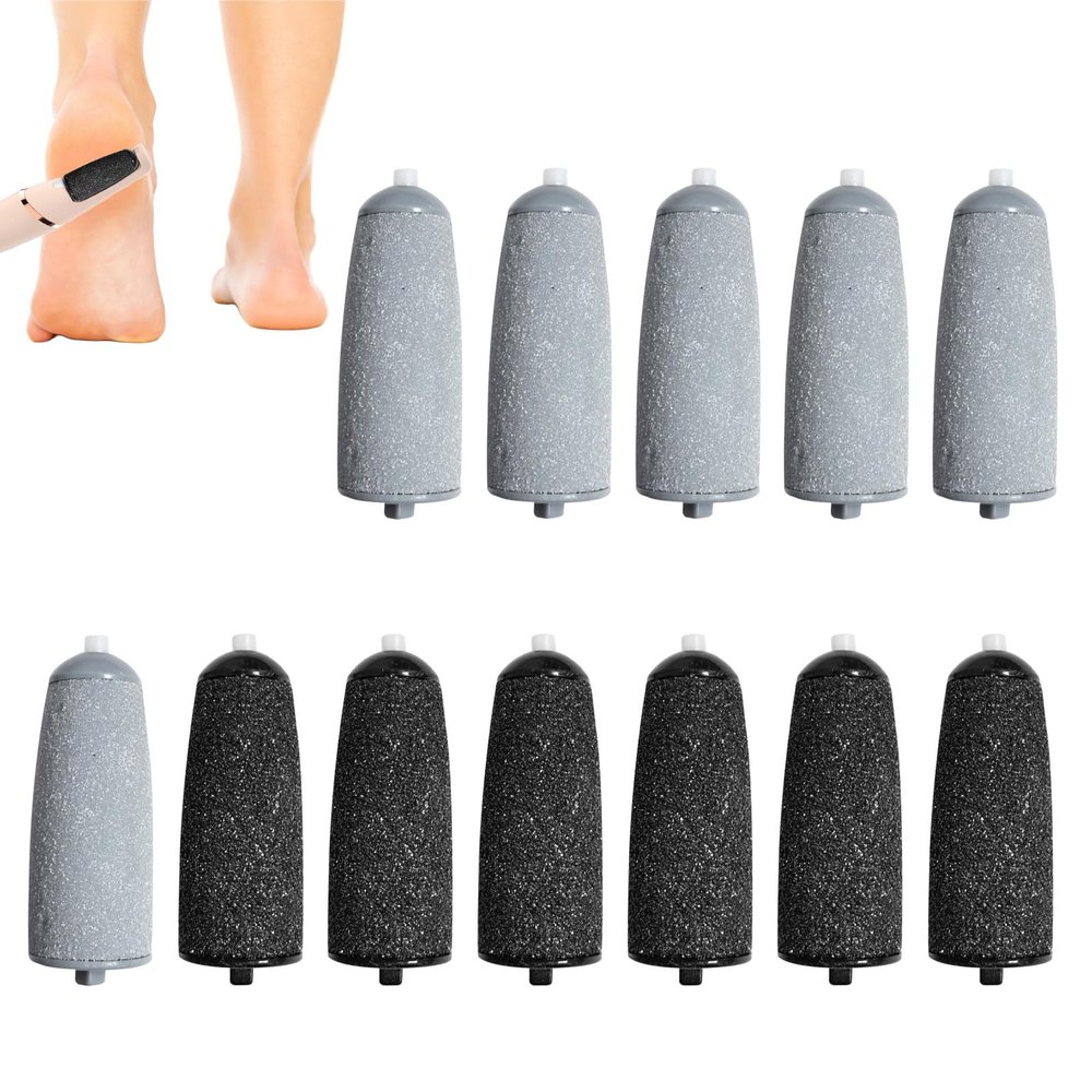 12Pcs for Flawless Replacement Heads for Micro Pedi Replacement Rollers for Finishing Touch Flawless Pedi Roller for NuYou Pedi Roller for Feet Callus Removers Replacemen t(Black & Gray)