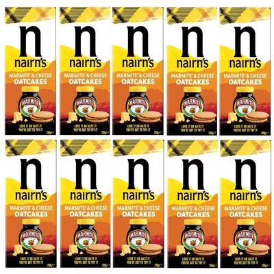Nairn's Marmite & Cheese Oatcakes, 200g (Pack of 10) - Healthy Snacks