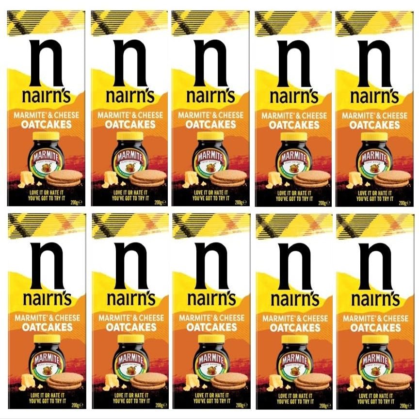 Nairn's Marmite & Cheese Oatcakes, 200g (Pack of 10) - Healthy Snacks