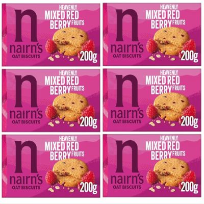Nairn's Mixed Berries Oat Biscuits, 200g (Pack of 6) - Healthy Snacks