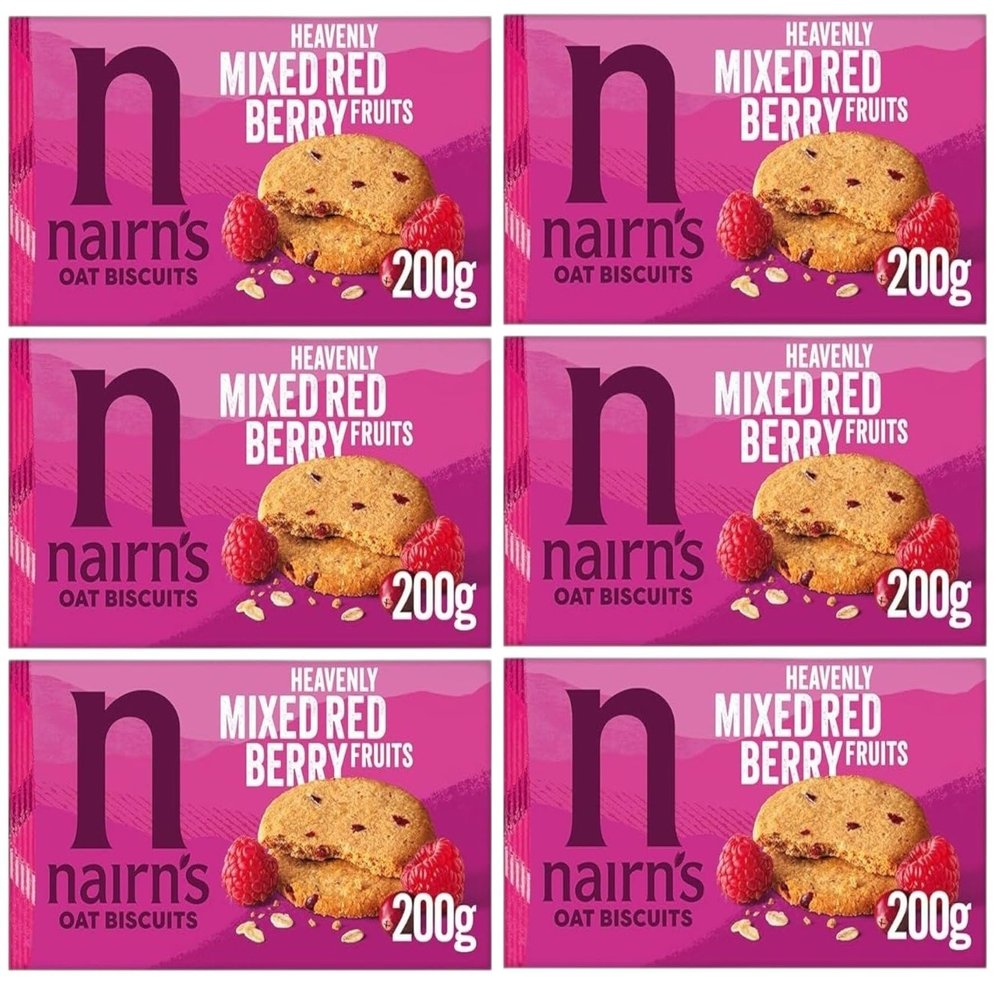 Nairn's Mixed Berries Oat Biscuits, 200g (Pack of 6) - Healthy Snacks