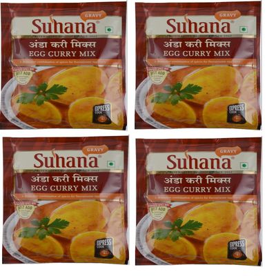Suhana Ready to Eat (RTE) Egg Curry 50g (Pack of 4) Instant Heat & Eat Indian Egg Dish No Added Preservatives Travel-Friendly Meal