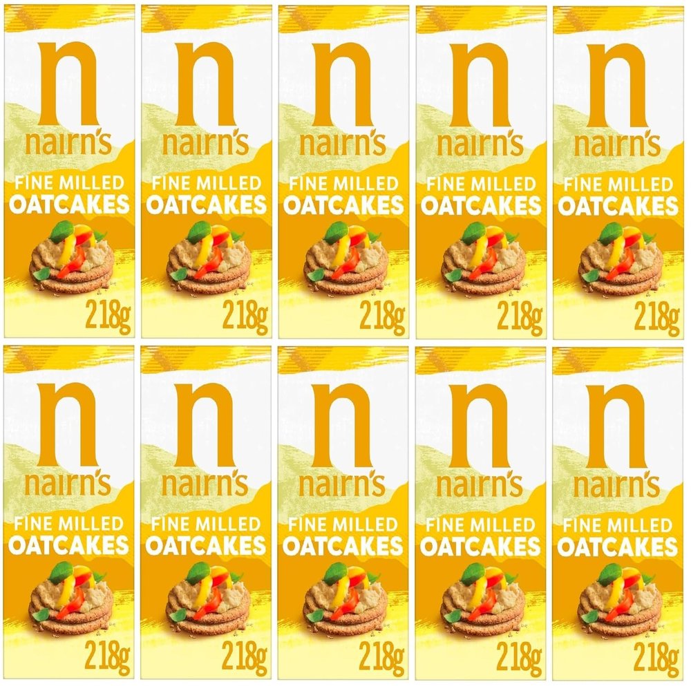 Nairn's Fine Milled Oatcakes, 218g (Pack of 10) - Healthy Snacks