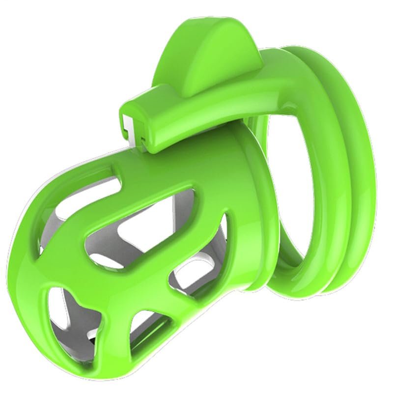 ZeeKoug Novelty White Green Plastic Porous Wearing Cage, Fitness Protection Cage, Replaceable 4-Size Rings, One Key, Comfortable Sports Accessories, Couple Gift