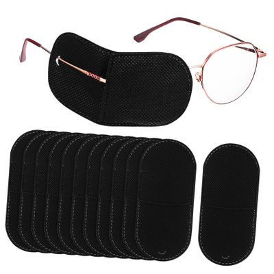 Outanaya 12Pcs Reusable Eye Patches for Lazy Eye in Black, Breathable Non-Woven Fabric, Easy to Wear Glasses Patch Suitable for Surgery Recovery