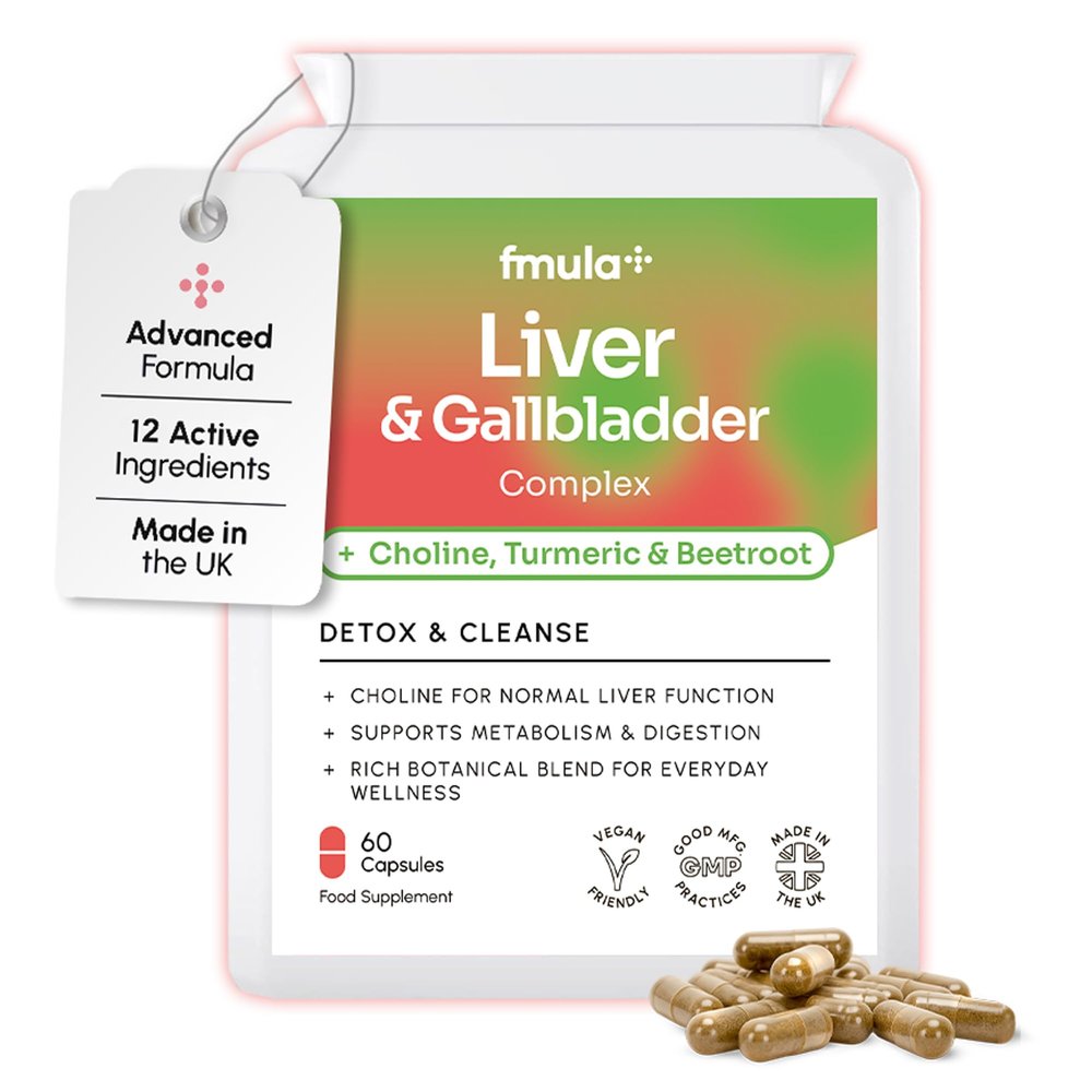 Liver Detox & Gallbladder Cleanse Supplement - Natural Liver Cleanse Detox and Repair Complex with Choline, Turmeric, Beetroot, Garlic, NAC & Alpha Lipoic Acid - UK Made Liver Support Supplements