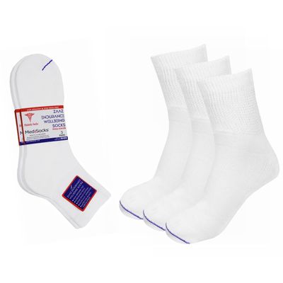 3-12 Pairs Men's Diabetic Cotton Mens Quarter Sock - Non Binding Top - Ring Spun Cotton Soizes 6-11 (UK, Numeric, 6, 11, Regular, Regular, 9, White)