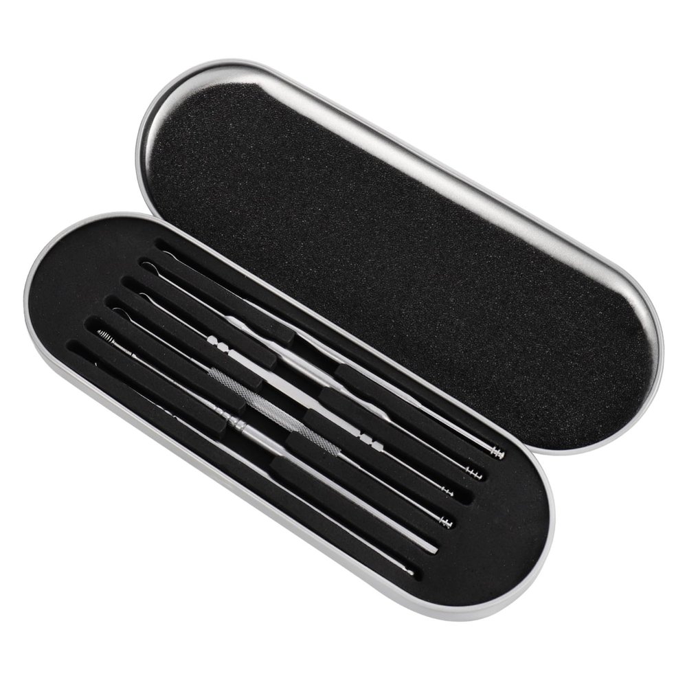 ERINGOGO 6pcs Spiral Ear Cleaner Set Stainless Steel Ear Wax Removal Tools Lightweight Easy to Clean with Storage Box for Family