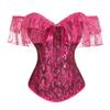 Kelvry Sexy Women Off Shoulder Lace Sleeve Boned Corset Bustier Top Lace Up Waist Cincher Plus Size Halloween Fancy Dress Party Costume view 1