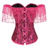 Kelvry Sexy Women Off Shoulder Lace Sleeve Boned Corset Bustier Top Lace Up Waist Cincher Plus Size Halloween Fancy Dress Party Costume view 4