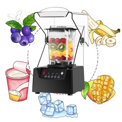 2200W Noise Reduction Blender, Professional Blenders With Removable Shield, Commercial 2L Smoothie Machine With Smart Touch Screen And Adjustable Speed, For Home Kitchen