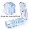 HAJHI Quickly Pill Cutter Stainless Steel Blade Pill Splitter for Different Sizes V-Slot Pill Slicer Storage Medicine Box Portable Dustproof(Blue) view 3