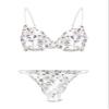 Lilosy Sexy Floral Embroidered Mesh Sheer Underwire Lingerie Set, Flower White, Medium view 1