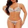 Lilosy Sexy Floral Embroidered Mesh Sheer Underwire Lingerie Set, Flower White, Medium view 2