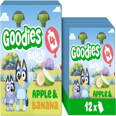Goodies Bluey Kids Snack Apple & Banana Smoothie Pouches 3 x (4 x 100 g)