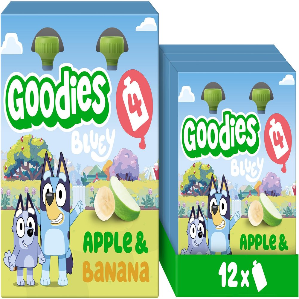 Goodies Bluey Kids Snack Apple & Banana Smoothie Pouches 3 x (4 x 100 g)