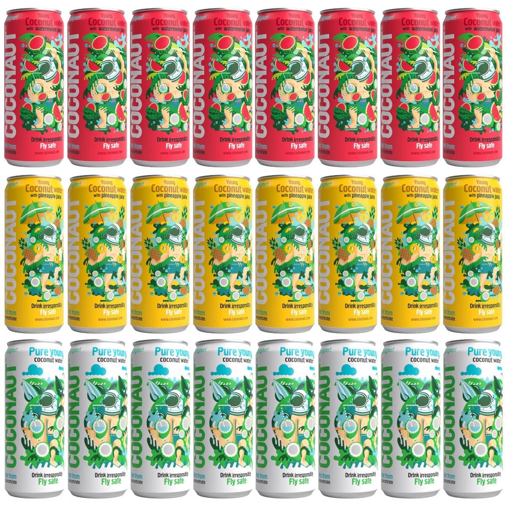 Coconut Water Drink 24 x 320ml Mixed Variety Pack | Isotonic Coconut Drink | Naturally Hydrating & Refreshing | No Additives & No Added Sugar | Gluten Free, Dairy Free & Vegan