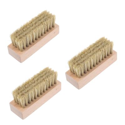 DECORNIJIA 3pcs Wooden Handle Cleaning Brush for Shoes and Clothing Compact Laundry Scrubber for Household Use for Bathroom and Indoor Cleaning Random Color