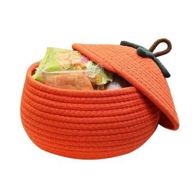 Halloween Pumpkin Basket Multi-Functional Lidded Organizer Bin