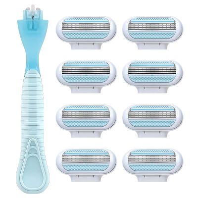 8PCS Razor Heads For Women - Suitable For The Gillette Venus Women's Razor Blade Refill Pack - Smooth 3 Layer Blade & Pivoting Head - Effortless Shave For Bathroom, Travel, Beach Party