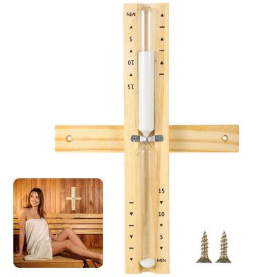 15-Minute Wooden Sand Timer for Sauna, Wall-Mountable with Rotating Design and Precision Time Markings