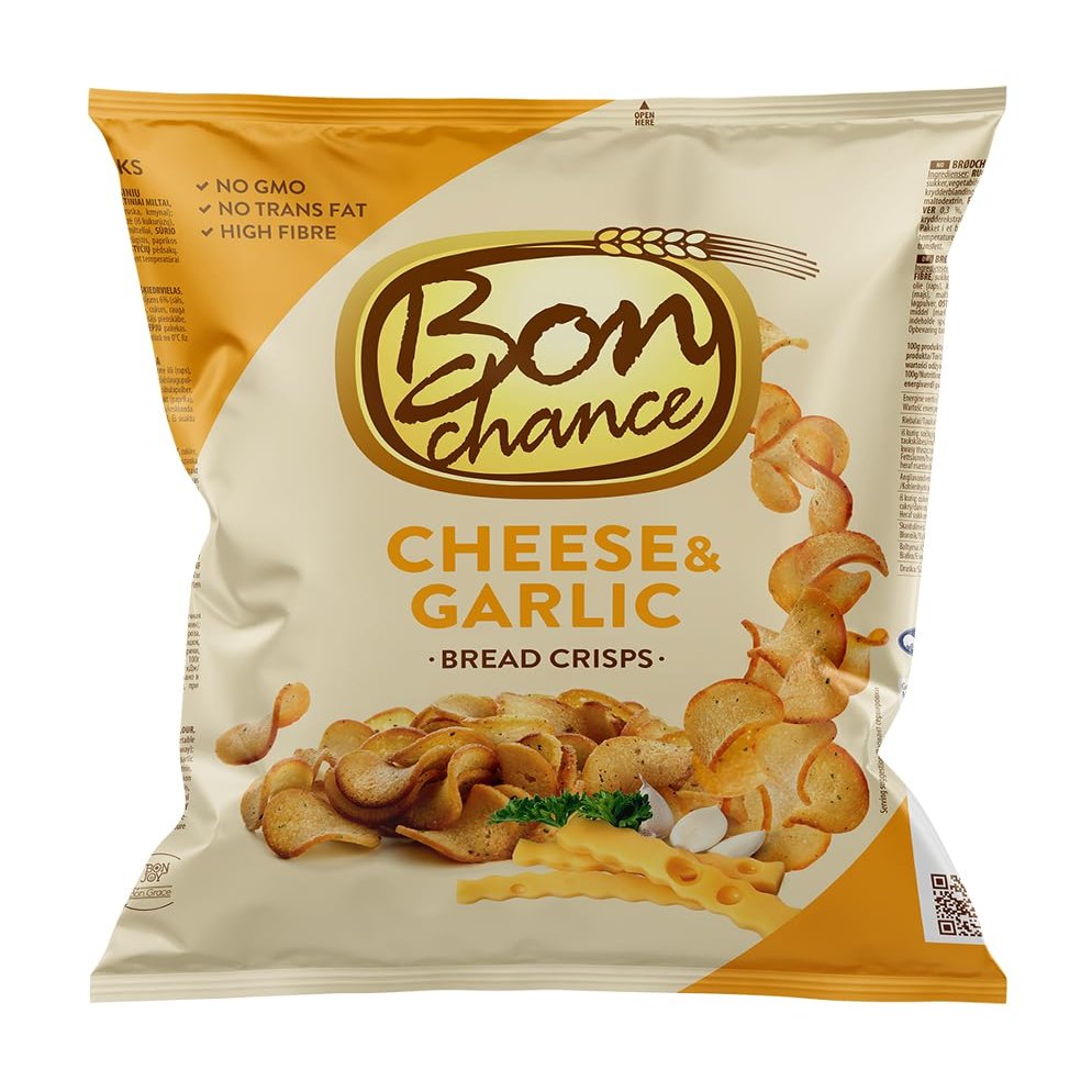 Bon Chance With cheese and garlic seasoning mix Bread Crisps - Snack for Sharing with Friends - 240g Pack