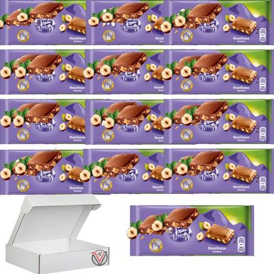 All Types of Chocolates Bars Collections - Delicious Tasty & Twisty Treat Gift Box - Hazelnut,Strawberry,LU,TUC,Bubbly White Chocolates (Half Box (12 x Bars), Hazelnut 90g)
