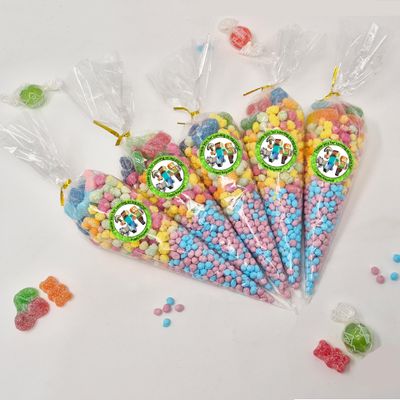 Personalised Stickers |Pre-filled Sweet Cones | Party Favours | Party Bags Gifts | Filled | Unfilled | Sticker | 15 Mine Themed Filled Cones - Vegan Sweet